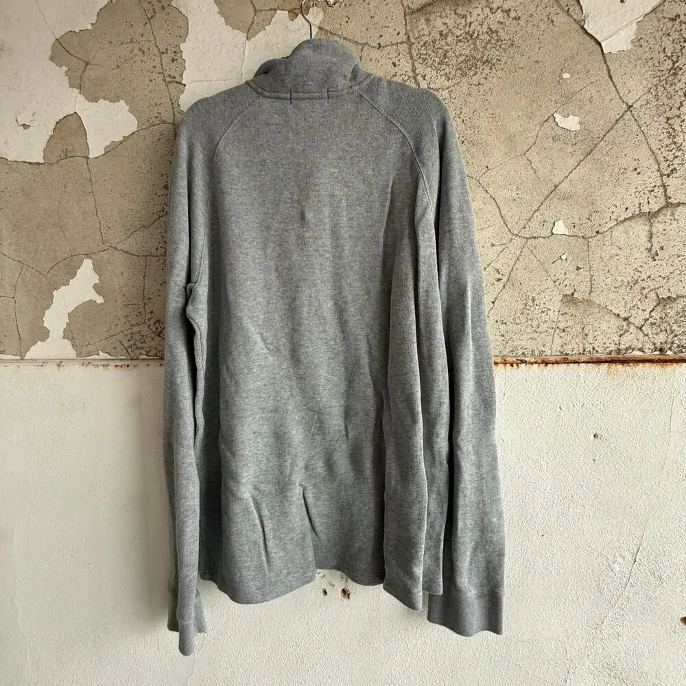 J Crew Sweater‎ Mens XL Tall Quarter Snap Mock Neck Gray Pullover 100% Cotton
